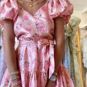 LoveShackFancy Cecile Puff Sleeve Dress Pink